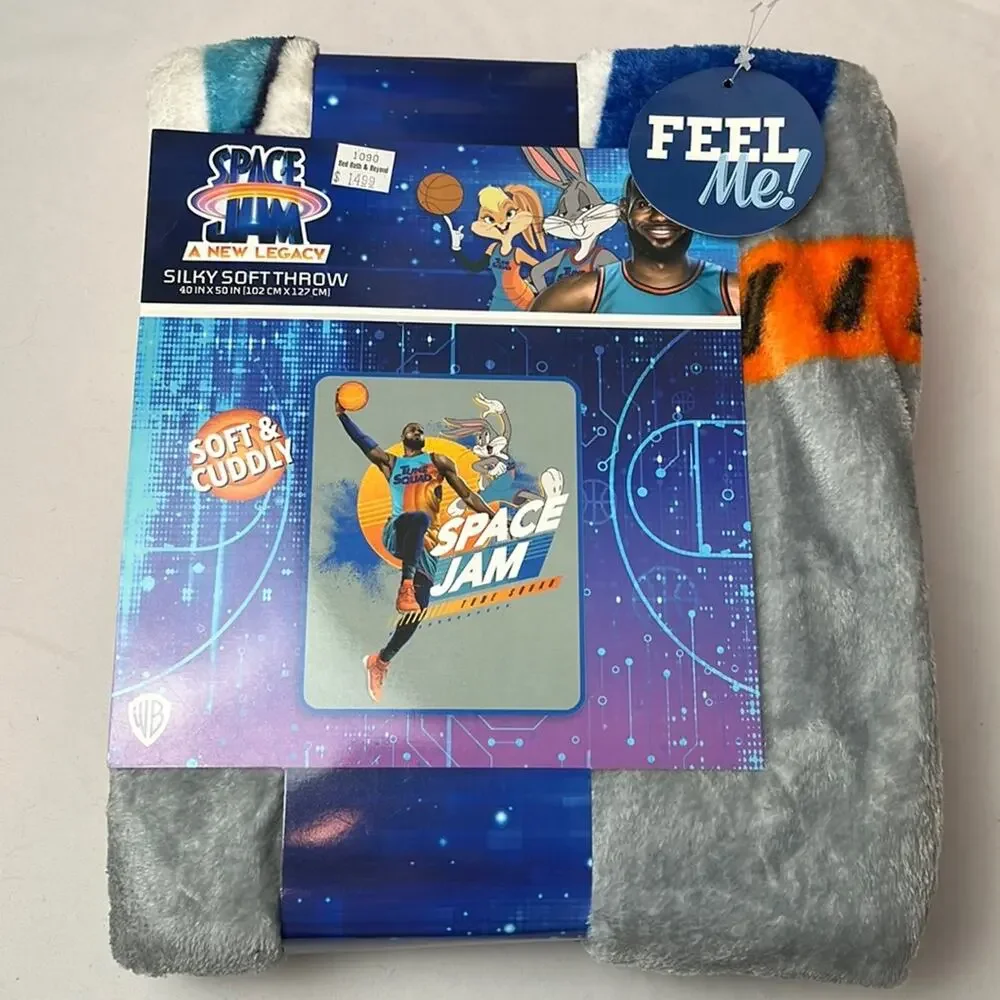 Space Jam A New Legacy Silky Soft Throw Gray Blue Orange 40”x50”
